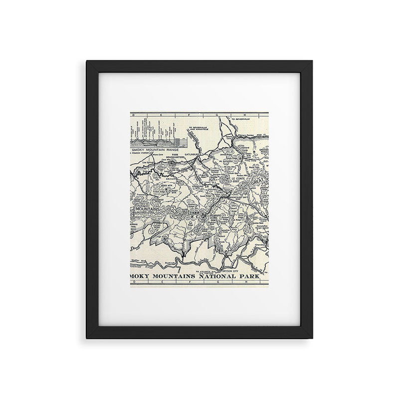 Historical Great Smoky Mountain National Park Map 1941 Framed Art Print Gallery Image 5