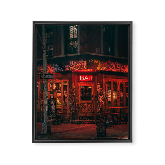 Bar, East Village Framed Canvas Print Gallery Image 1