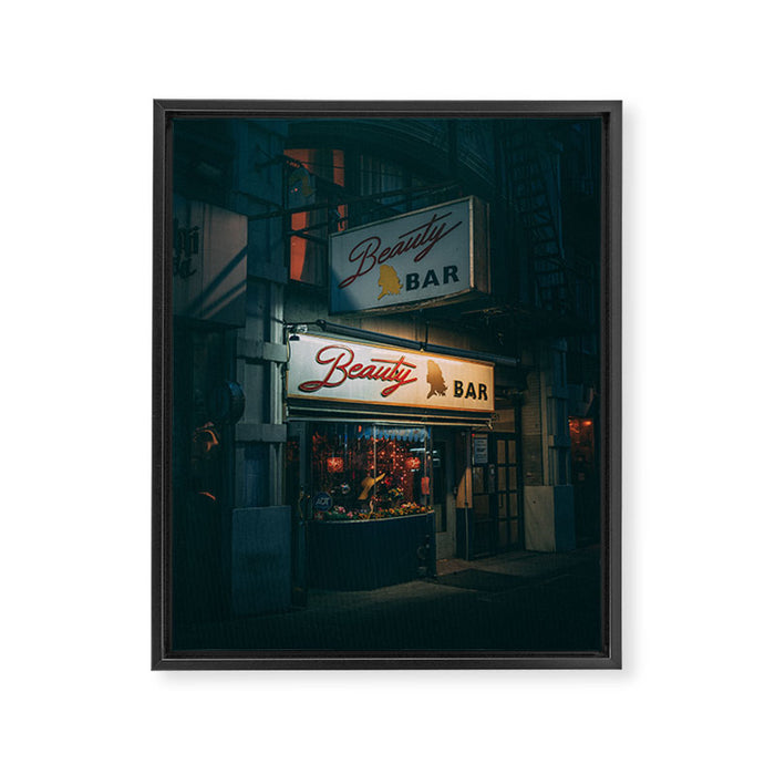 Beauty Bar, East Village Framed Canvas Print Gallery Image 1