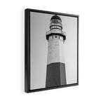 Montauk Lighthouse 01 B&W Framed Canvas Print Gallery Image 2