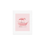 Bathtub Flamingo Art Print Gallery Image 1
