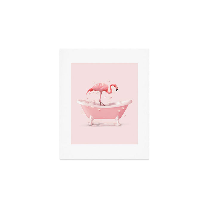 Bathtub Flamingo Art Print Gallery Image 1