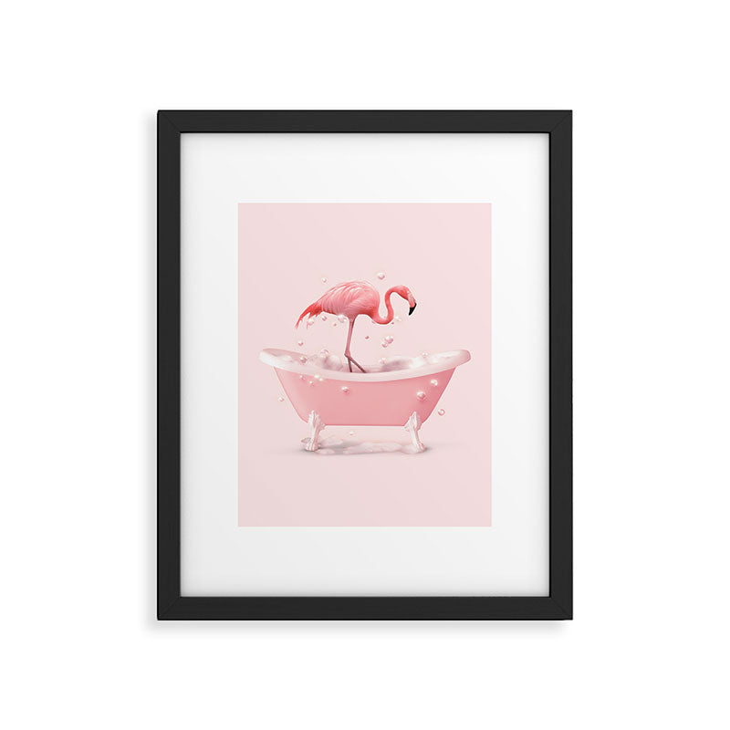Bathtub Flamingo Framed Art Print Gallery Image 5