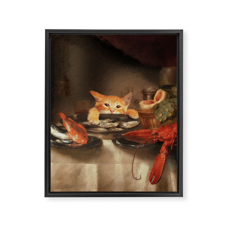 CAT DINNER Framed Canvas Print Gallery Image 6
