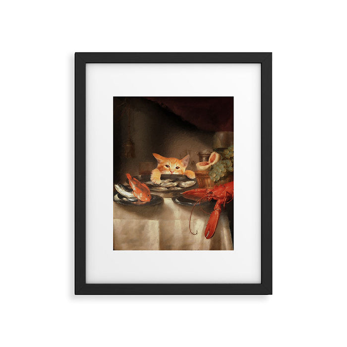 CAT DINNER Framed Art Print Gallery Image 1