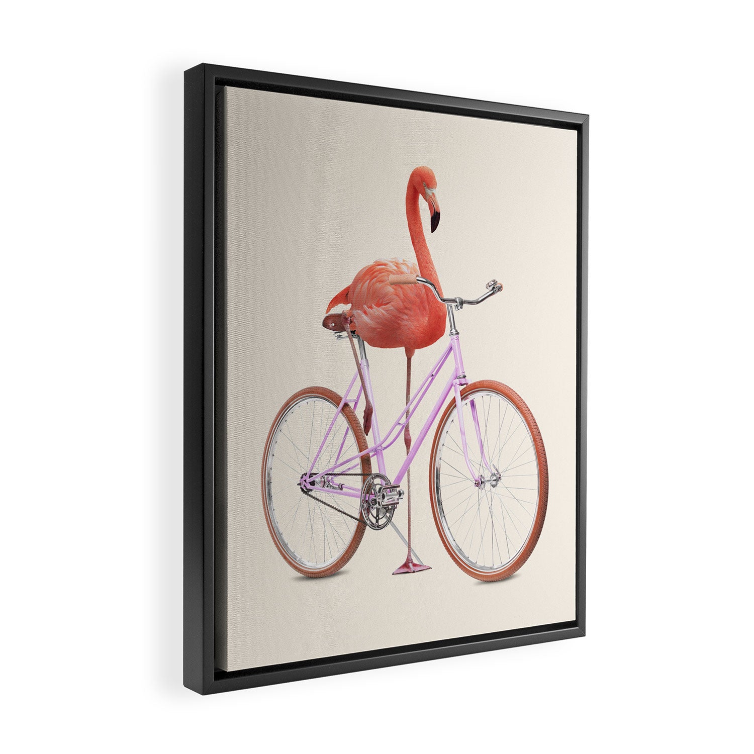 FLAMINGO BIKE Framed Canvas Print Gallery Image 2