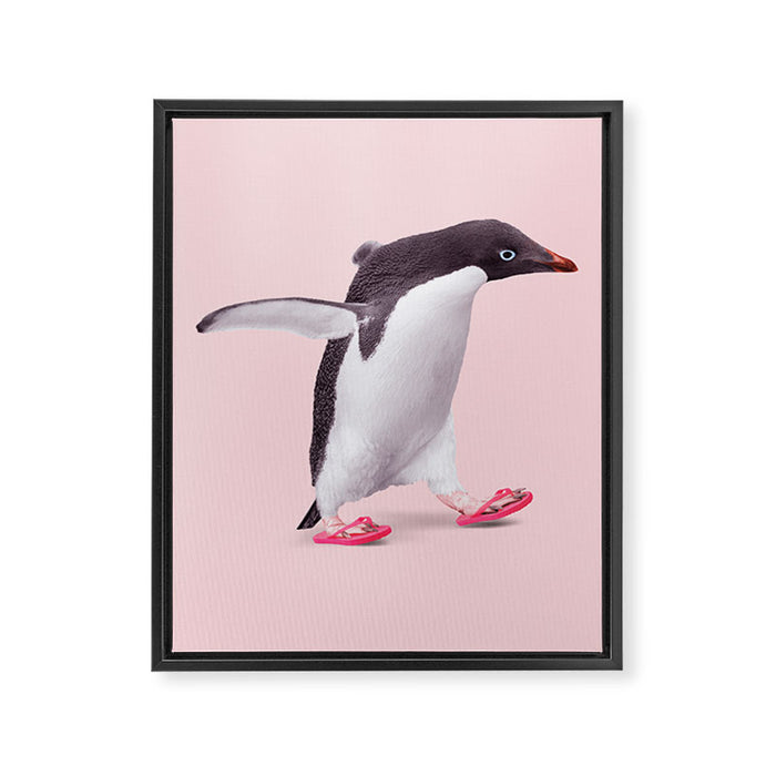 FLIP-FLOP PENGUIN Framed Canvas Print Gallery Image 1