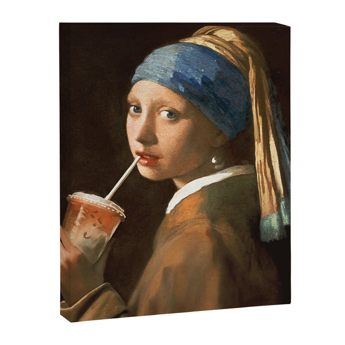 Girl With Iced Latte Canvas Print Gallery Image 1