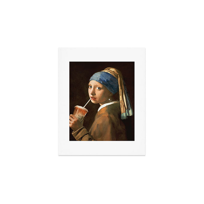 Girl With Iced Latte Art Print Gallery Image 1