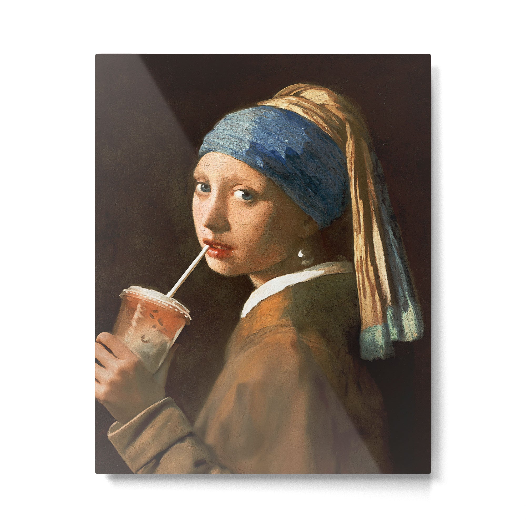 Girl With Iced Latte Metal Print Gallery Image 4