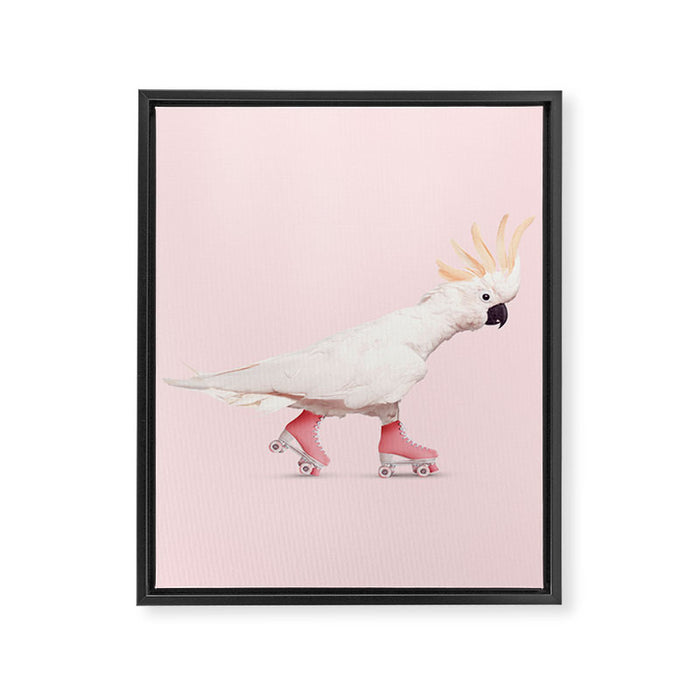 ROLLERSKATING COCKATOO Framed Canvas Print Gallery Image 1