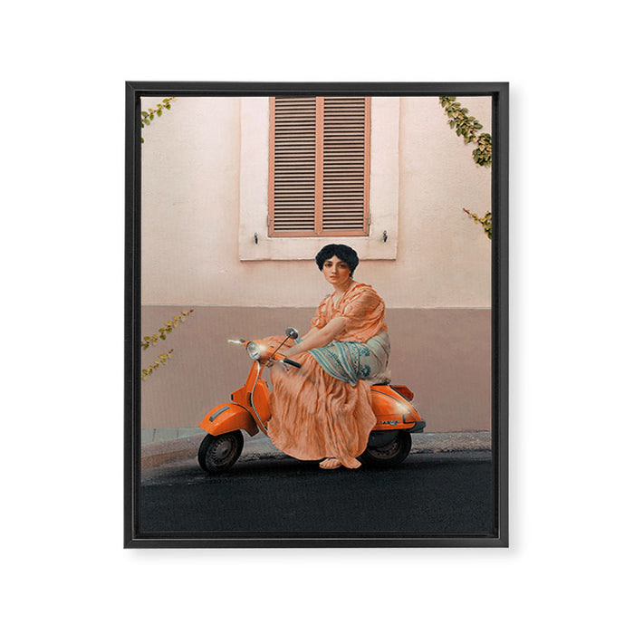 Scooter Girl Framed Canvas Print Gallery Image 1