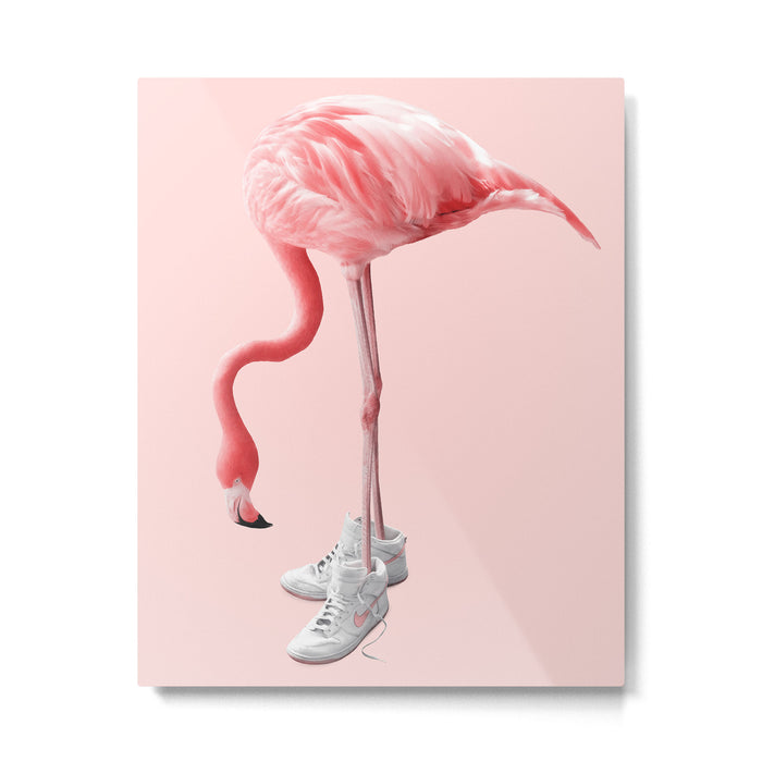 SNEAKER FLAMINGO Metal Print Gallery Image 1