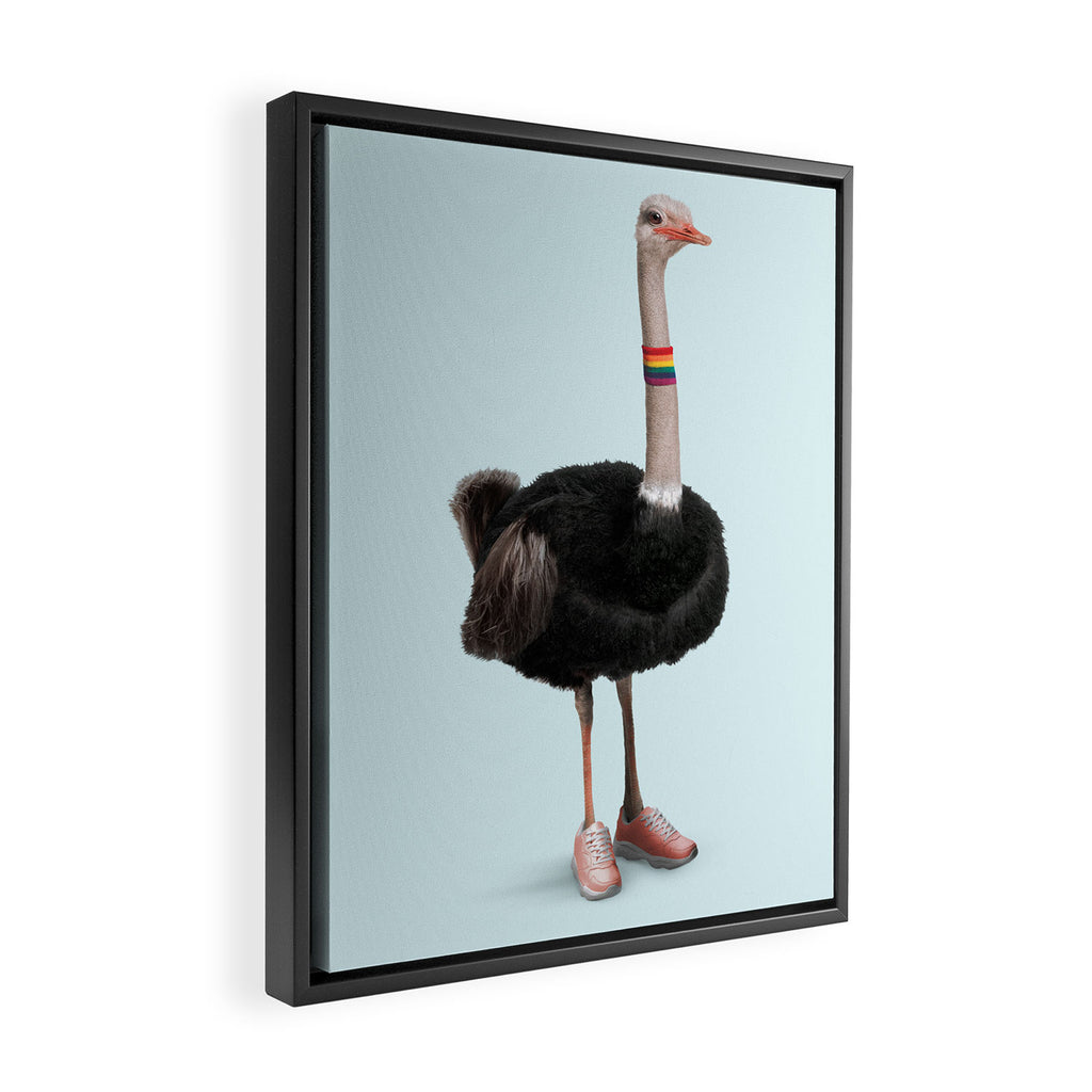 Sporty Ostrich Framed Canvas Print Gallery Image 2