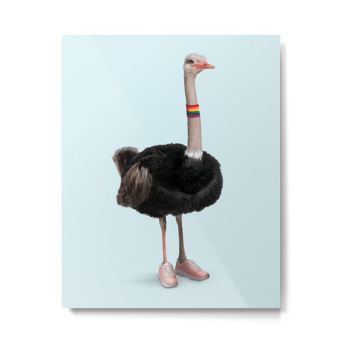 Sporty Ostrich Metal Print Gallery Image 1