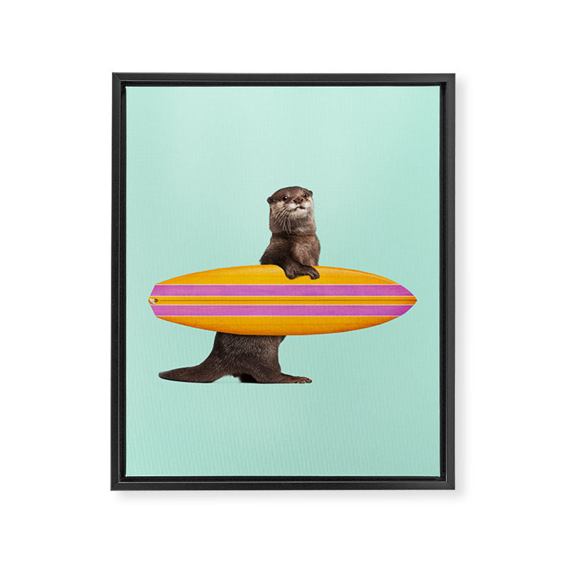 SURFING OTTER Framed Canvas Print Gallery Image 6