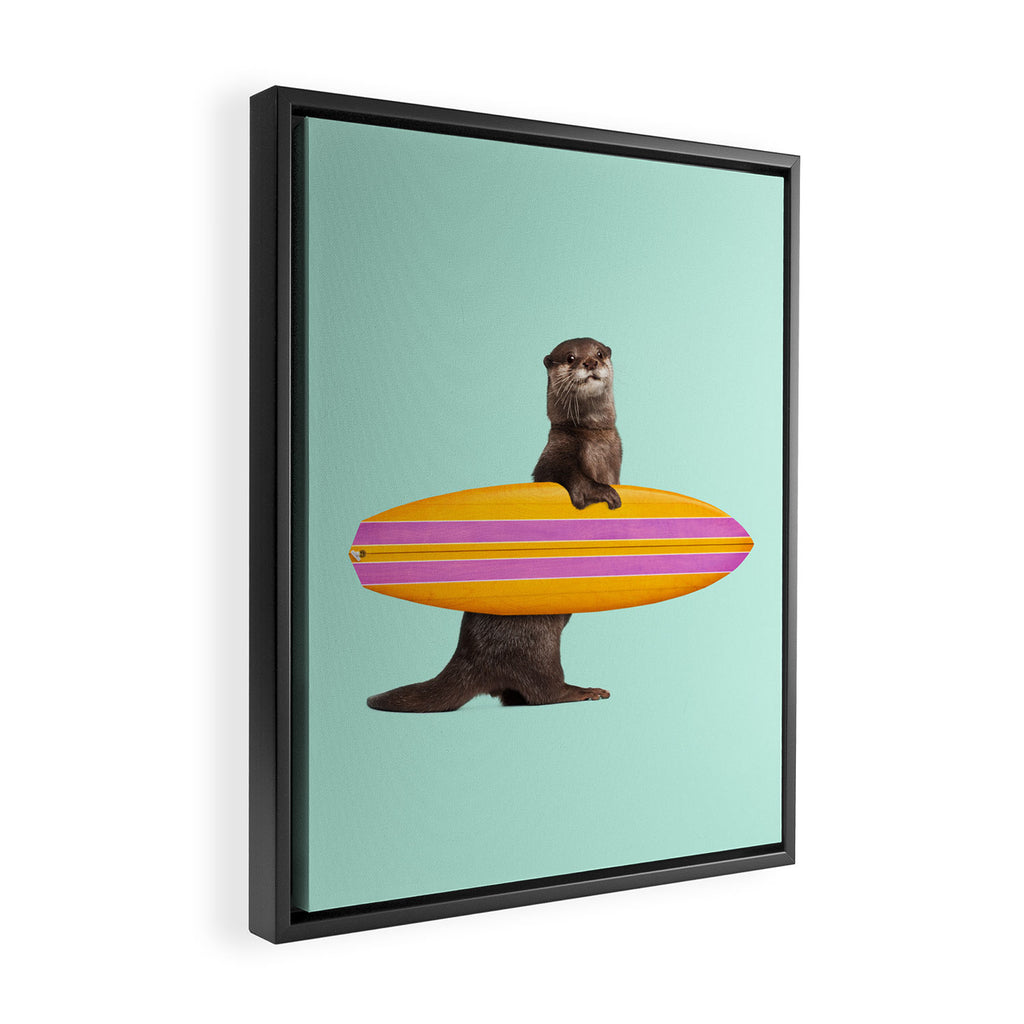 SURFING OTTER Framed Canvas Print Gallery Image 2