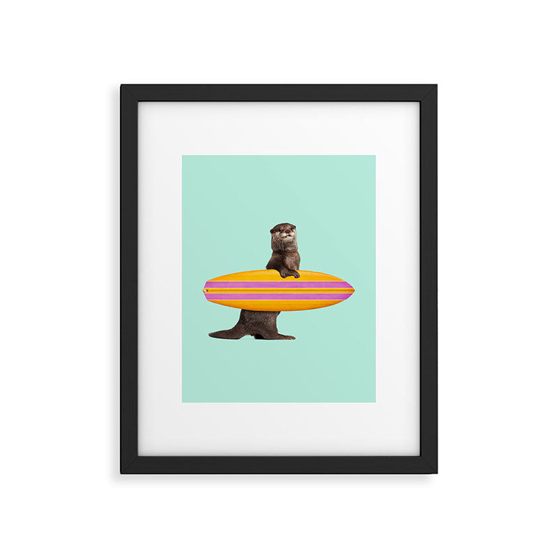 SURFING OTTER Framed Art Print Gallery Image 5
