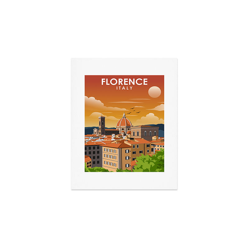 Florence Italy Tuscany Vintage Minimal Travel Poster Art Print Gallery Image 1