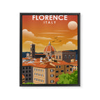Florence Italy Tuscany Vintage Minimal Travel Poster Framed Canvas Print Gallery Image 6