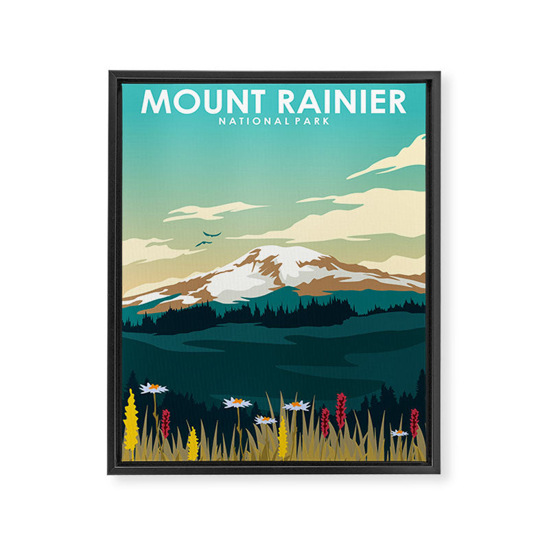Mount Rainier National Park Travel Poster Framed Canvas Print Gallery Image 6