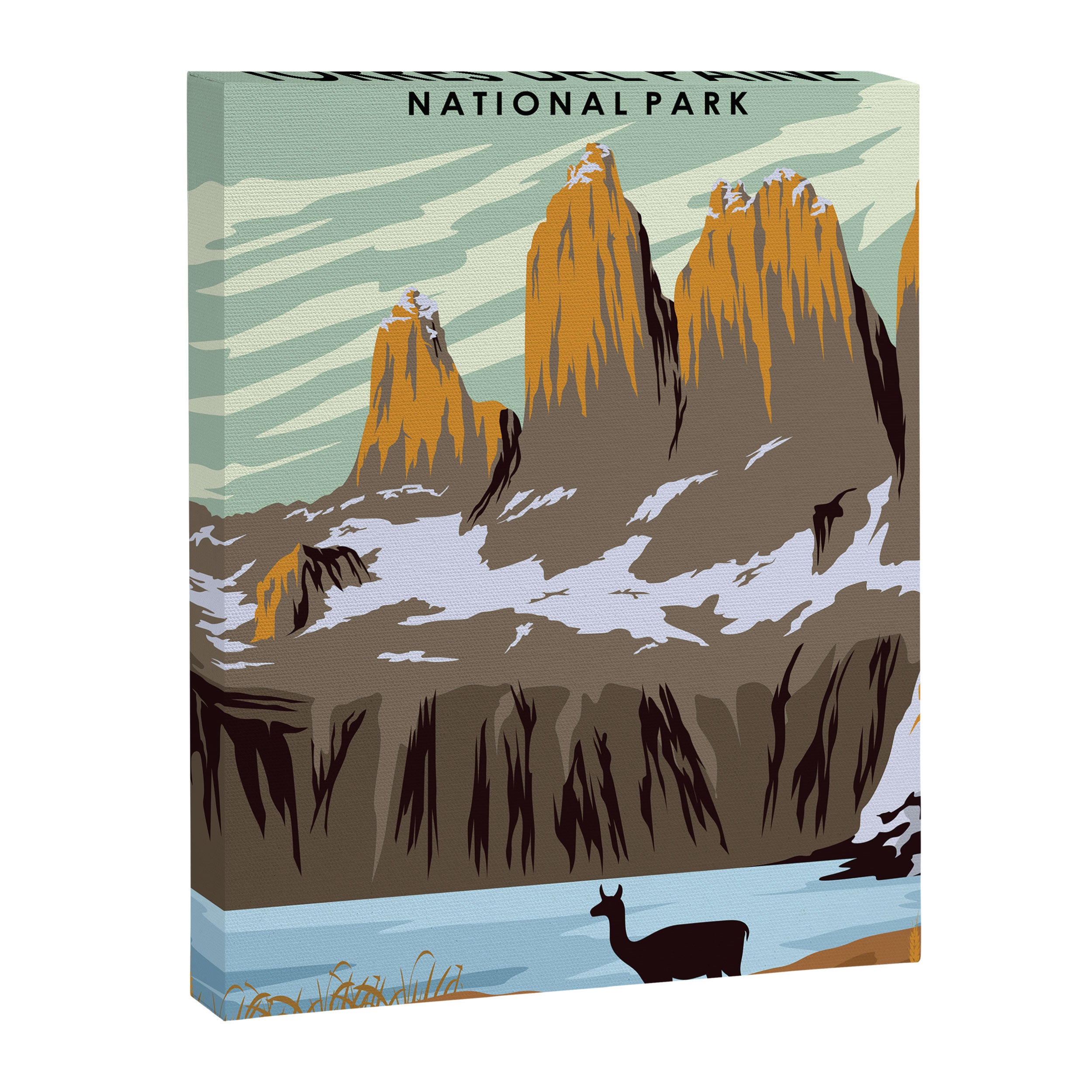 Torres Del Paine National Park Chile Vintage Minimal Travel Poster Canvas Print Gallery Image 6