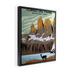 Torres Del Paine National Park Chile Vintage Minimal Travel Poster Framed Canvas Print Gallery Image 2