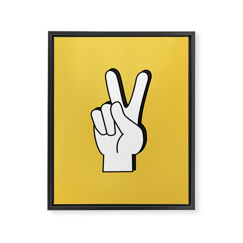 Peace Sign yellow Framed Canvas Print Gallery Image 6
