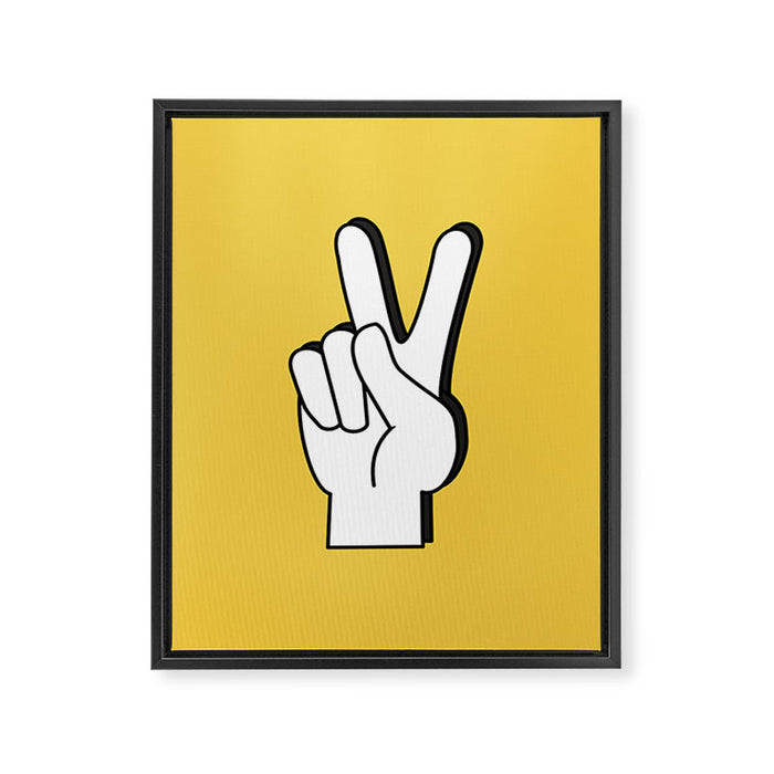 Peace Sign yellow Framed Canvas Print Gallery Image 1