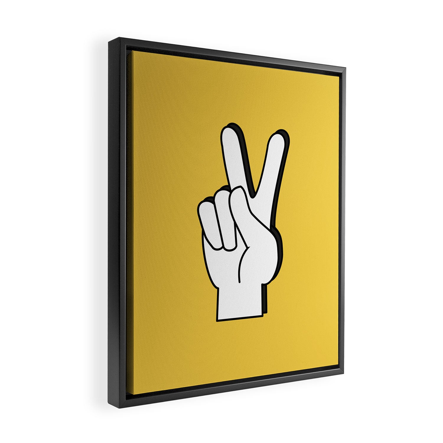 Peace Sign yellow Framed Canvas Print Gallery Image 2