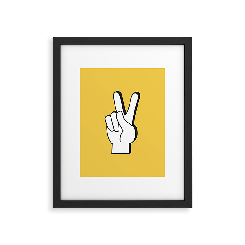 Peace Sign yellow Framed Art Print Gallery Image 5