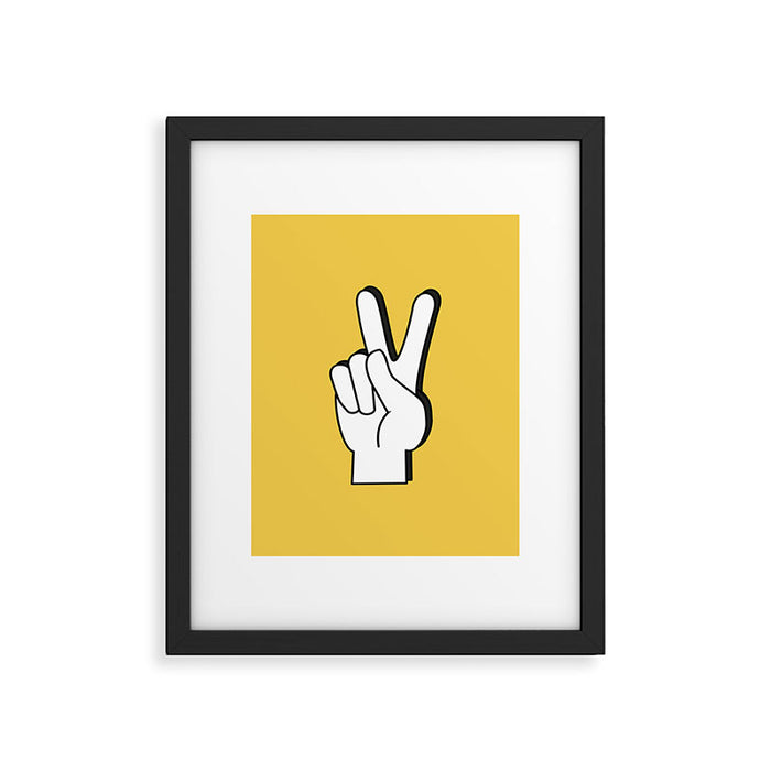 Peace Sign yellow Framed Art Print Gallery Image 1