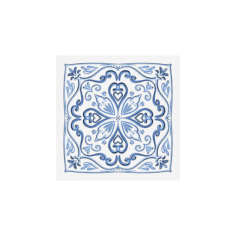 Blue and White Elegant Tiled Pattern Art Print Gallery Image 1