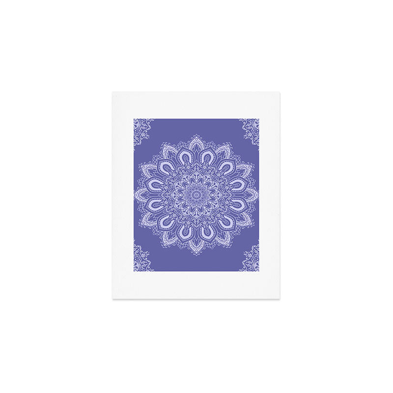 Elegant Periwinkle Purple Blue Boho Mandala Art Print Gallery Image 1
