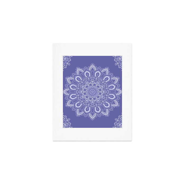 Elegant Periwinkle Purple Blue Boho Mandala Art Print Gallery Image 1