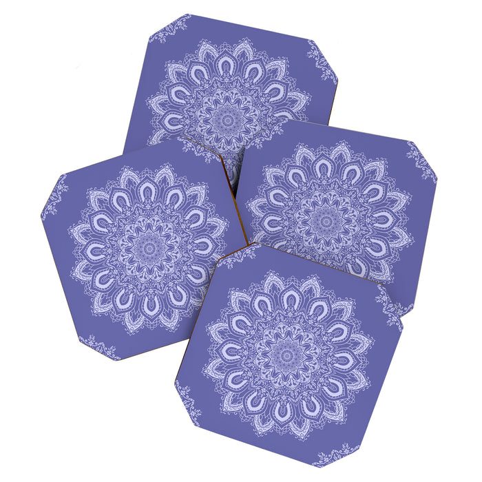 Elegant Periwinkle Purple Blue Boho Mandala Coaster Gallery Image 1
