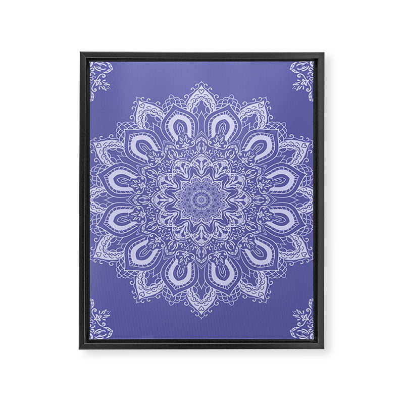 Elegant Periwinkle Purple Blue Boho Mandala Framed Canvas Print Gallery Image 8
