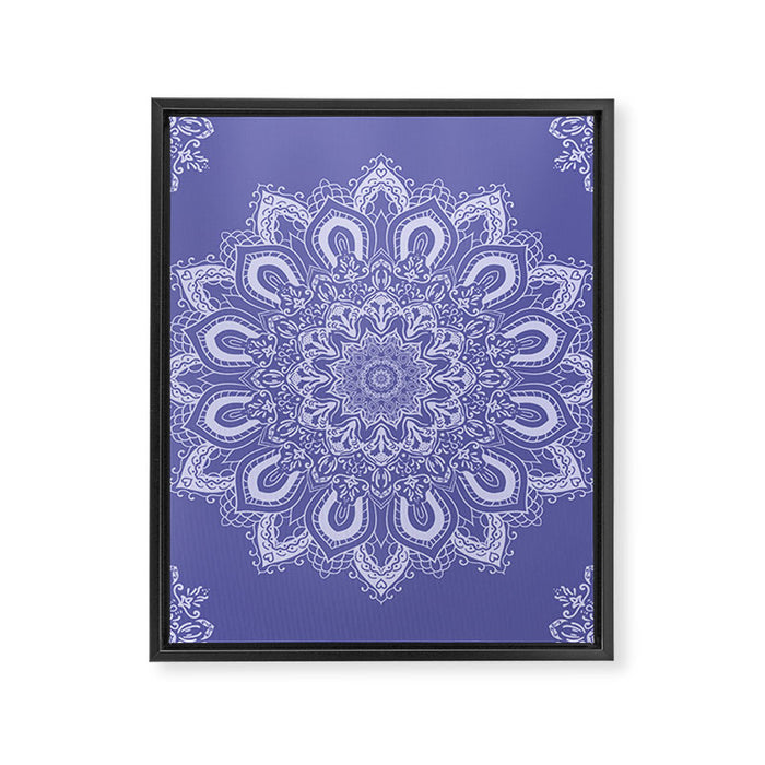 Elegant Periwinkle Purple Blue Boho Mandala Framed Canvas Print Gallery Image 1