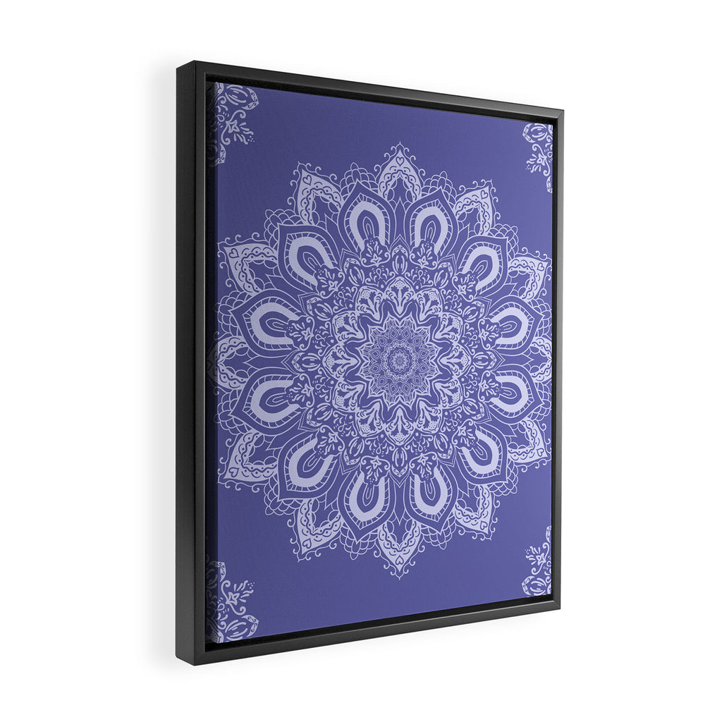 Elegant Periwinkle Purple Blue Boho Mandala Framed Canvas Print Gallery Image 2