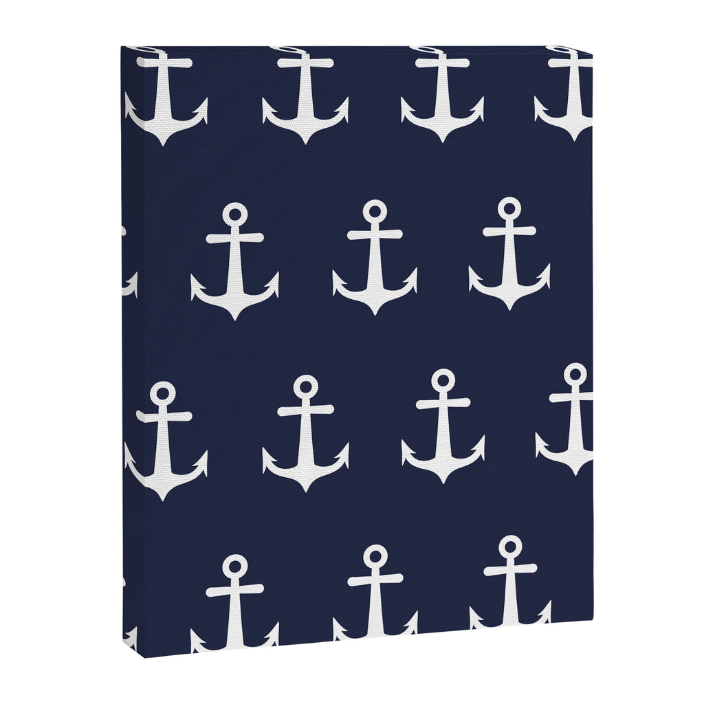 Nautical Navy Blue and White Anchors Canvas Print Gallery Image 6
