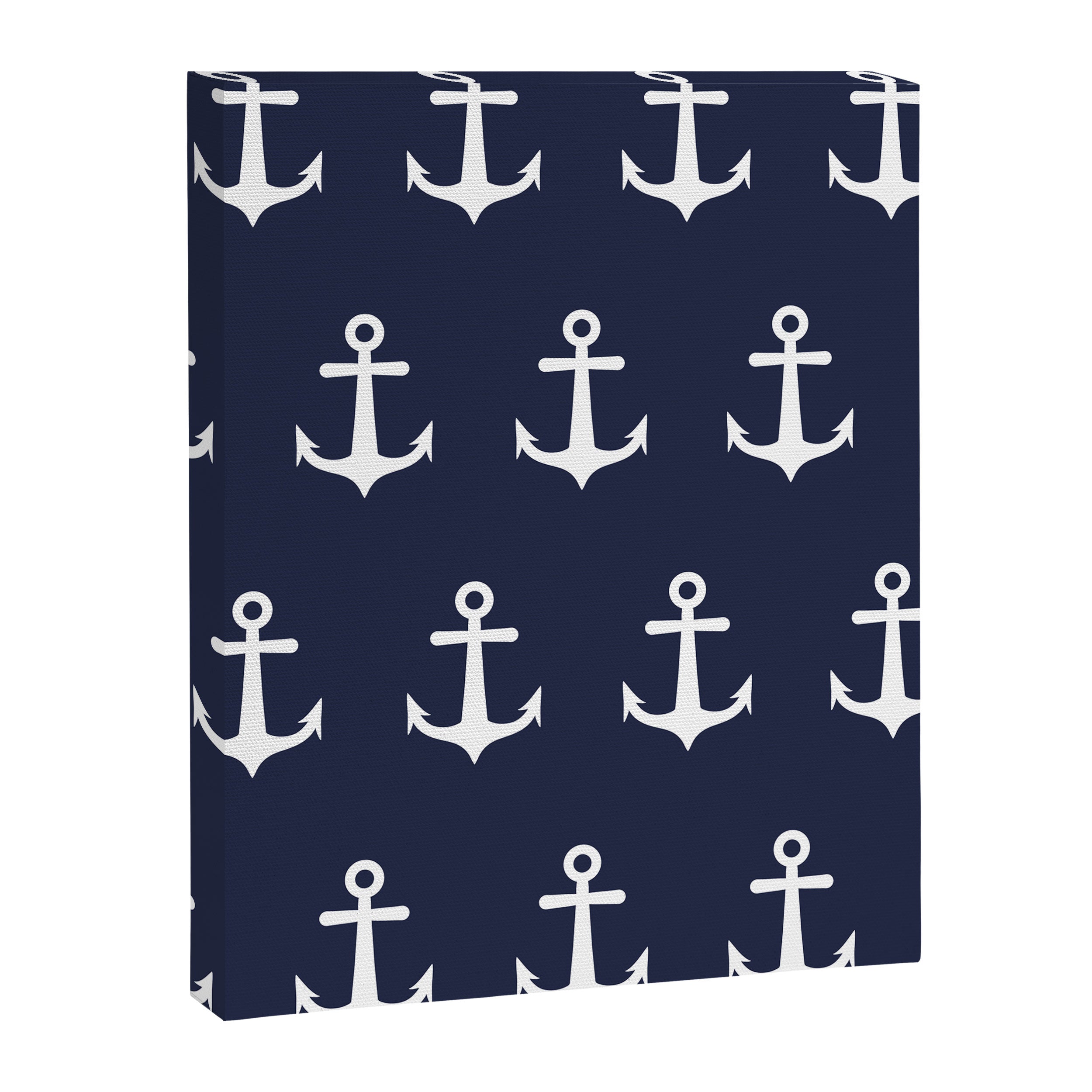 Nautical Navy Blue and White Anchors Canvas Print Gallery Image 6