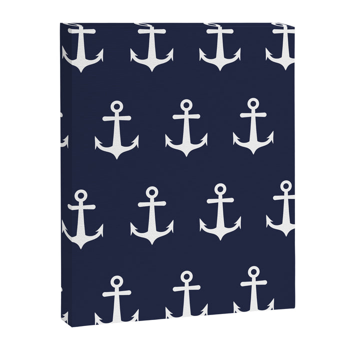 Nautical Navy Blue and White Anchors Canvas Print Gallery Image 1