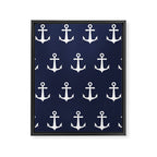 Nautical Navy Blue and White Anchors Framed Canvas Print Gallery Image 6