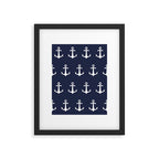 Nautical Navy Blue and White Anchors Framed Art Print Gallery Image 5