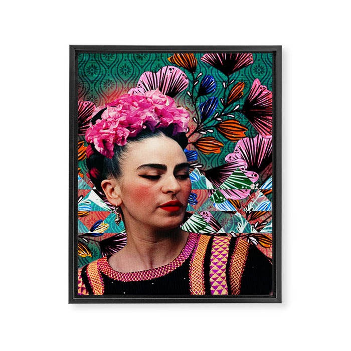 Flowery Frida Framed Canvas Print Gallery Image 1