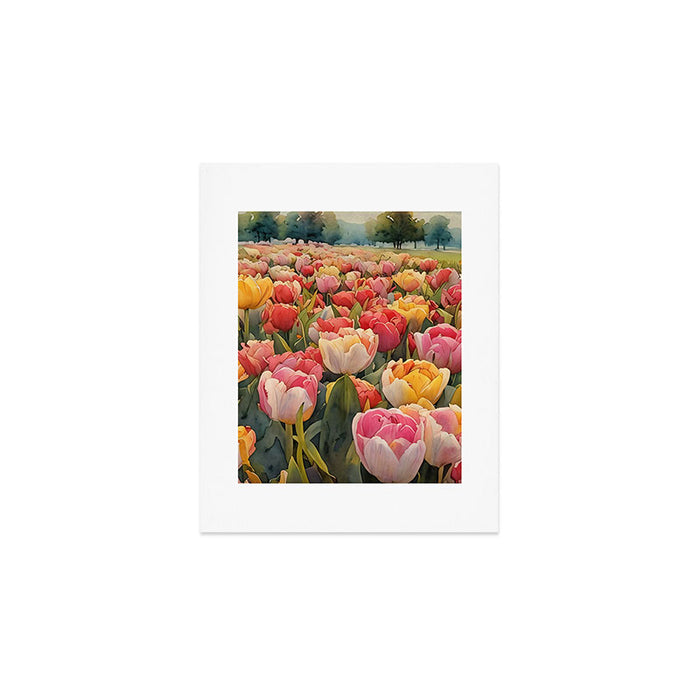 Colorful tulips watercolor Art Print Gallery Image 1