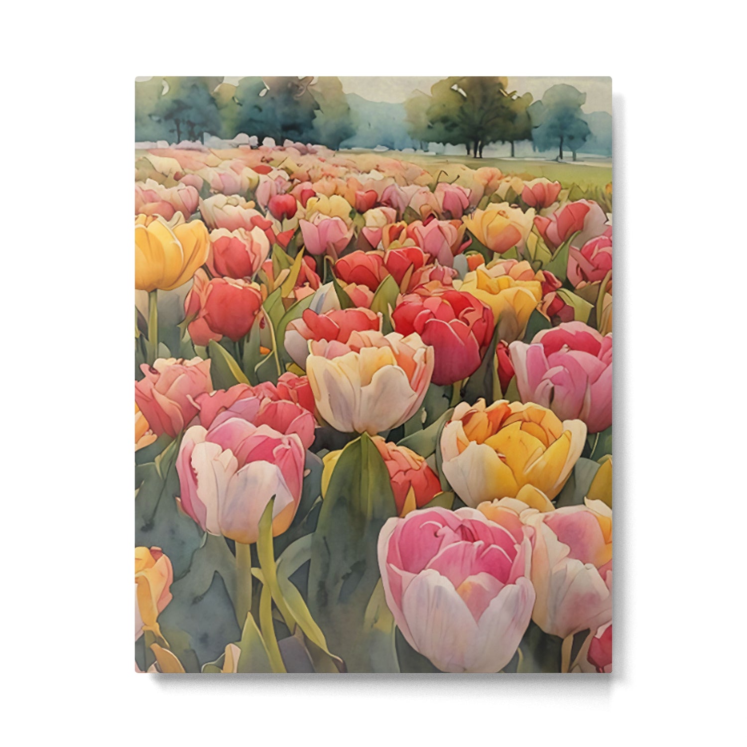 Colorful tulips watercolor Metal Print Gallery Image 6