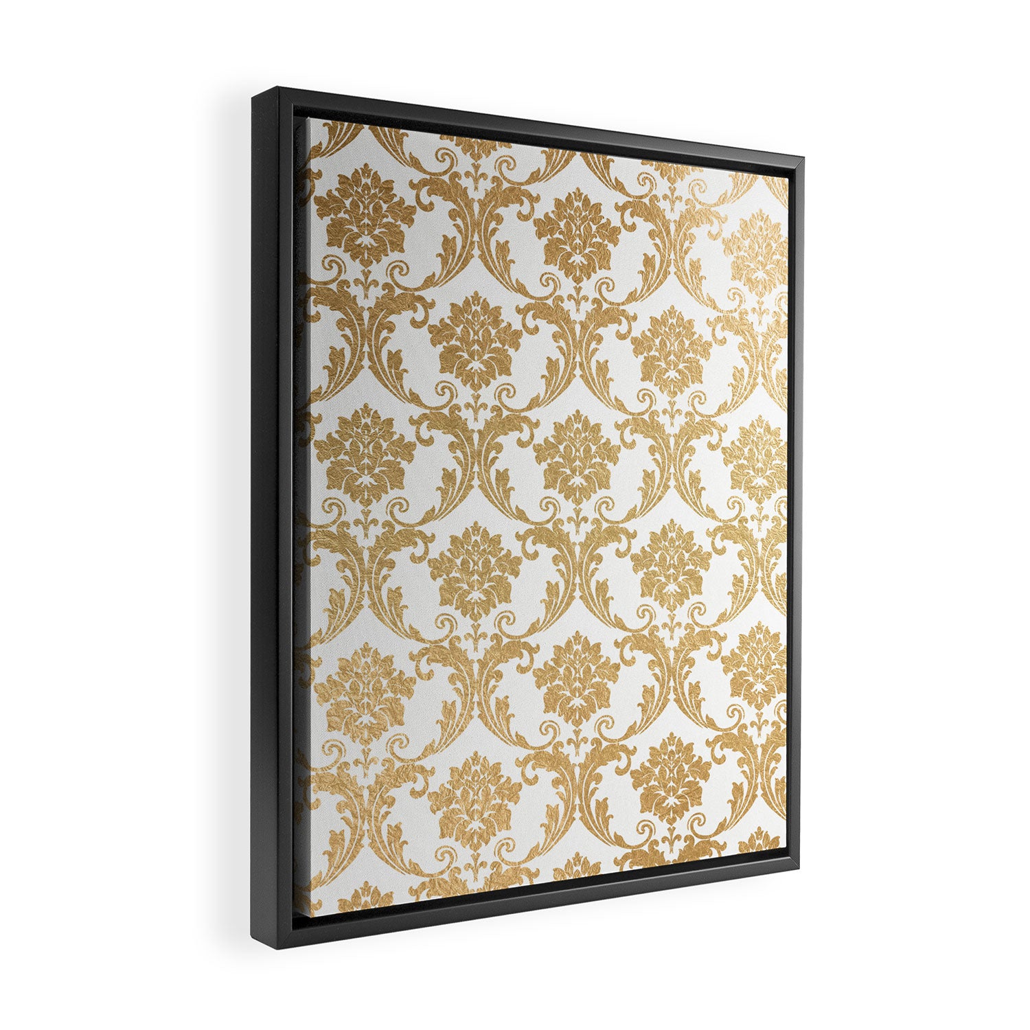 Gold swirls damask #4 Framed Canvas Print Gallery Image 2