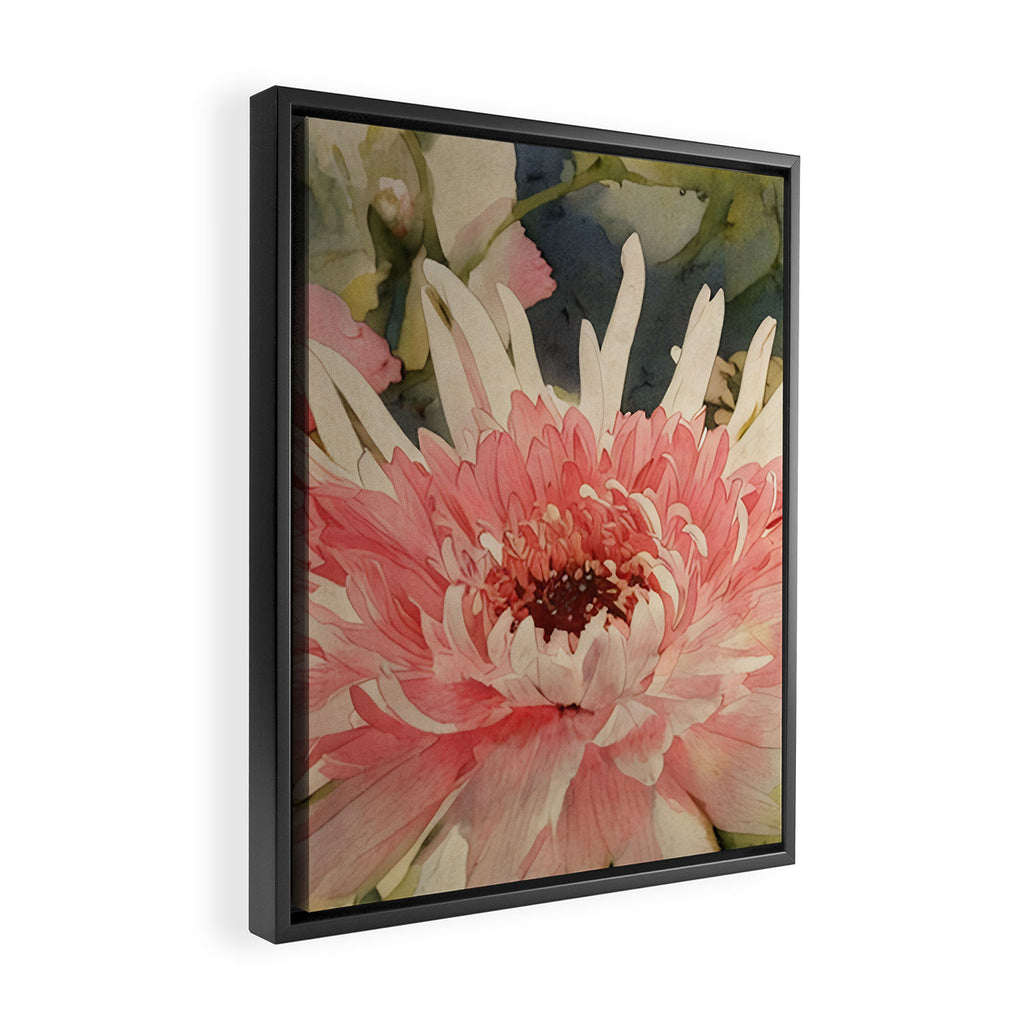Pink germini dahlia flower 3 Framed Canvas Print Gallery Image 2