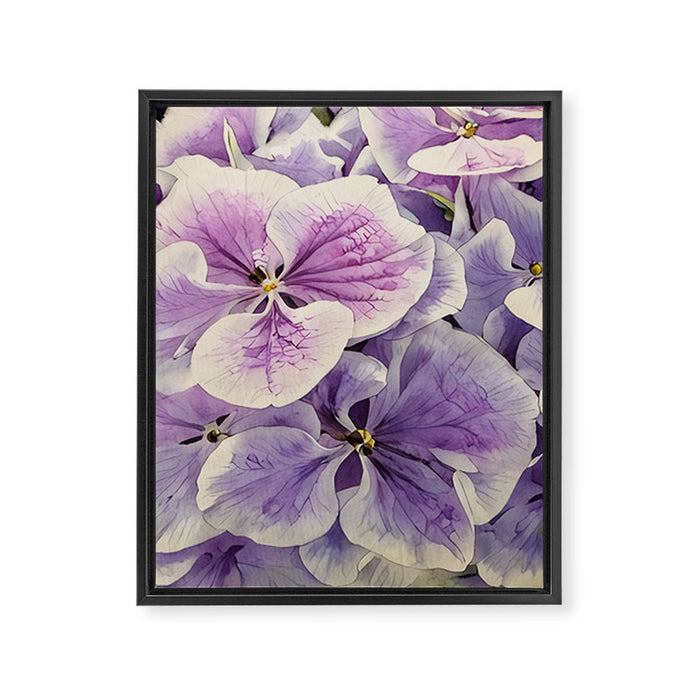 Purple hydrangea watercolor Framed Canvas Print Gallery Image 1